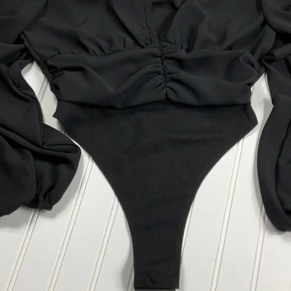 NWT- RUCHED WAIST VOLUME SLEEVE BODYSUIT. Size 4 - Picture 7 of 8